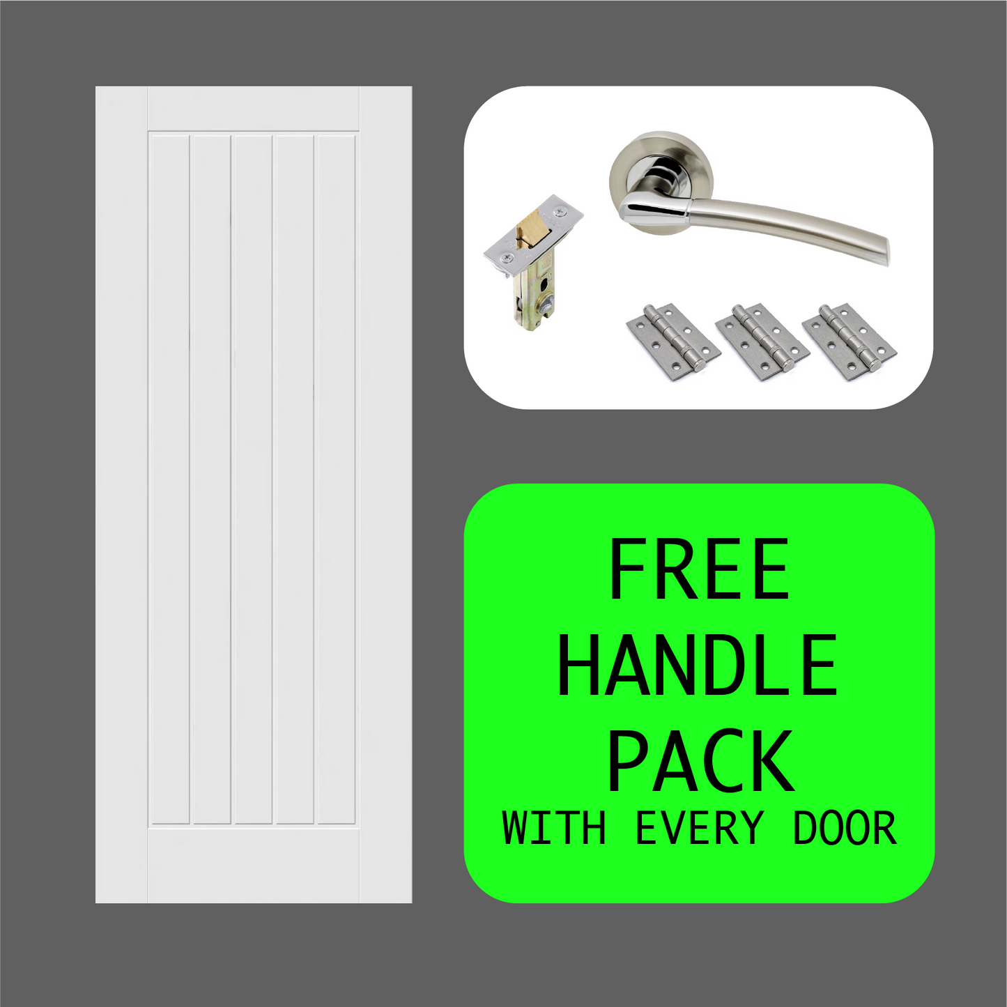 CLEARANCE 78"x30"x35mm Suffolk White Moulded Internal Door *FREE HANDLE PACK*