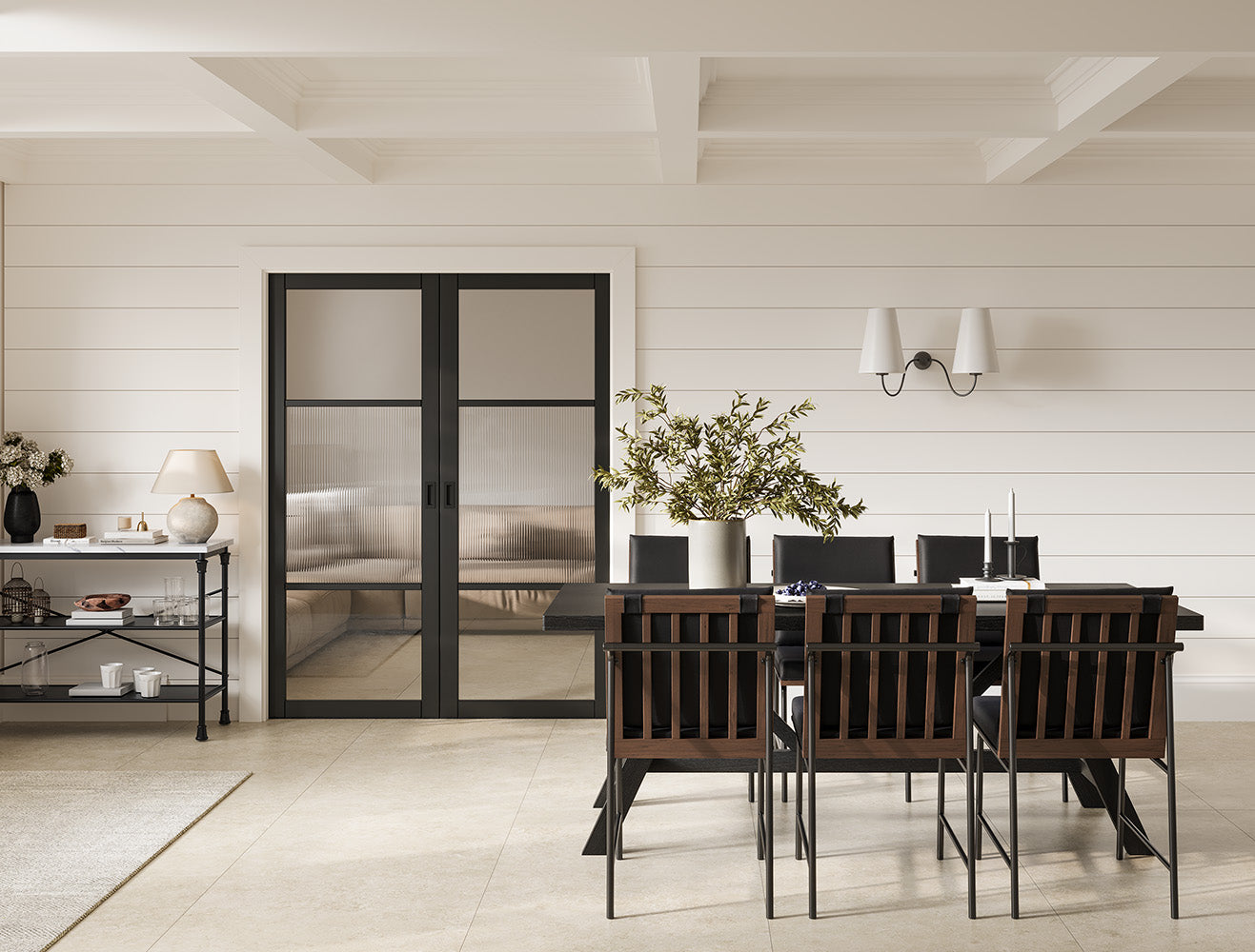 Black Sutton Reeded Glazed Internal Door