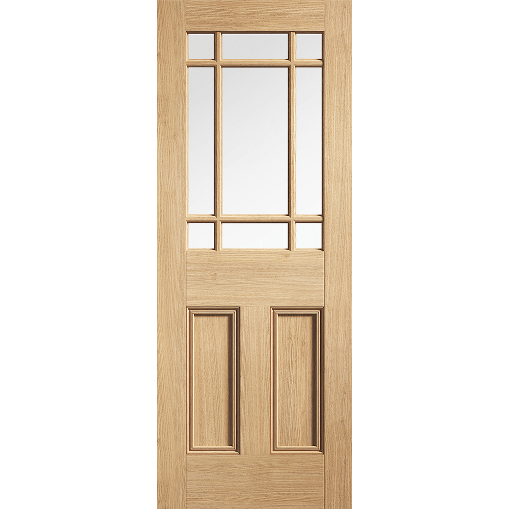 Oak Downham Unfinished Clear Glazed 9L Internal Door