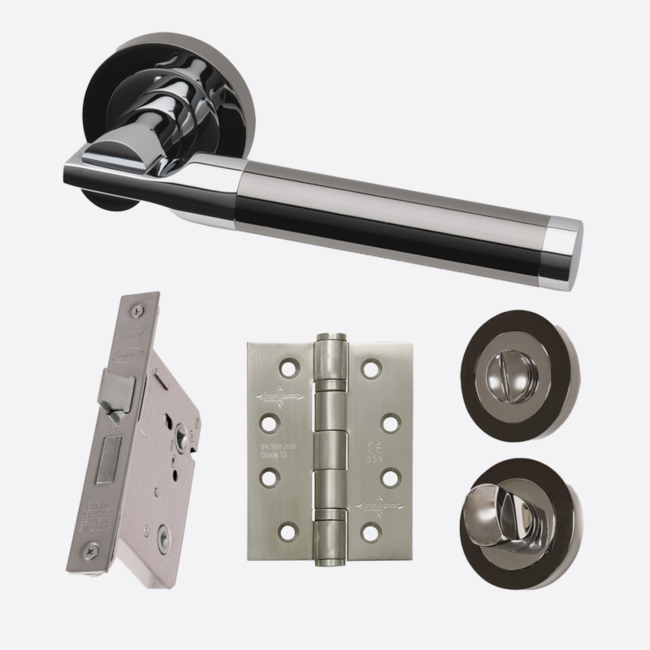 Ironmongery Vega Polished/Black Chrome Handle Hardware Pack