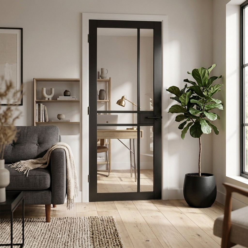 Fully Finished Black Laminate Naples Clear Glazed Internal Door