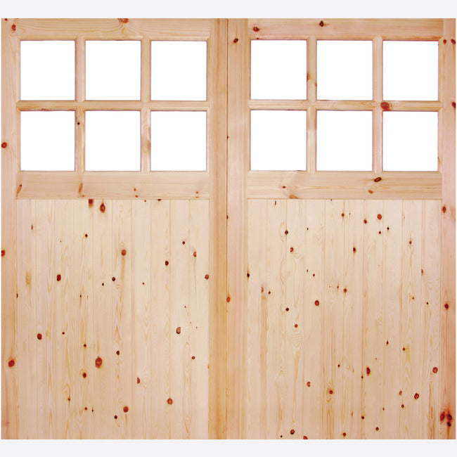 Redwood Single Glazed Garage Door Pair