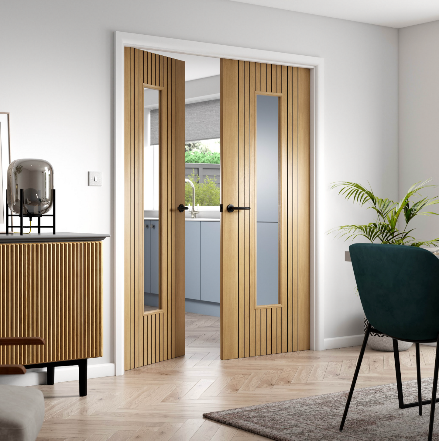 Aria Oak Laminate Fully Finished Glazed Internal Door