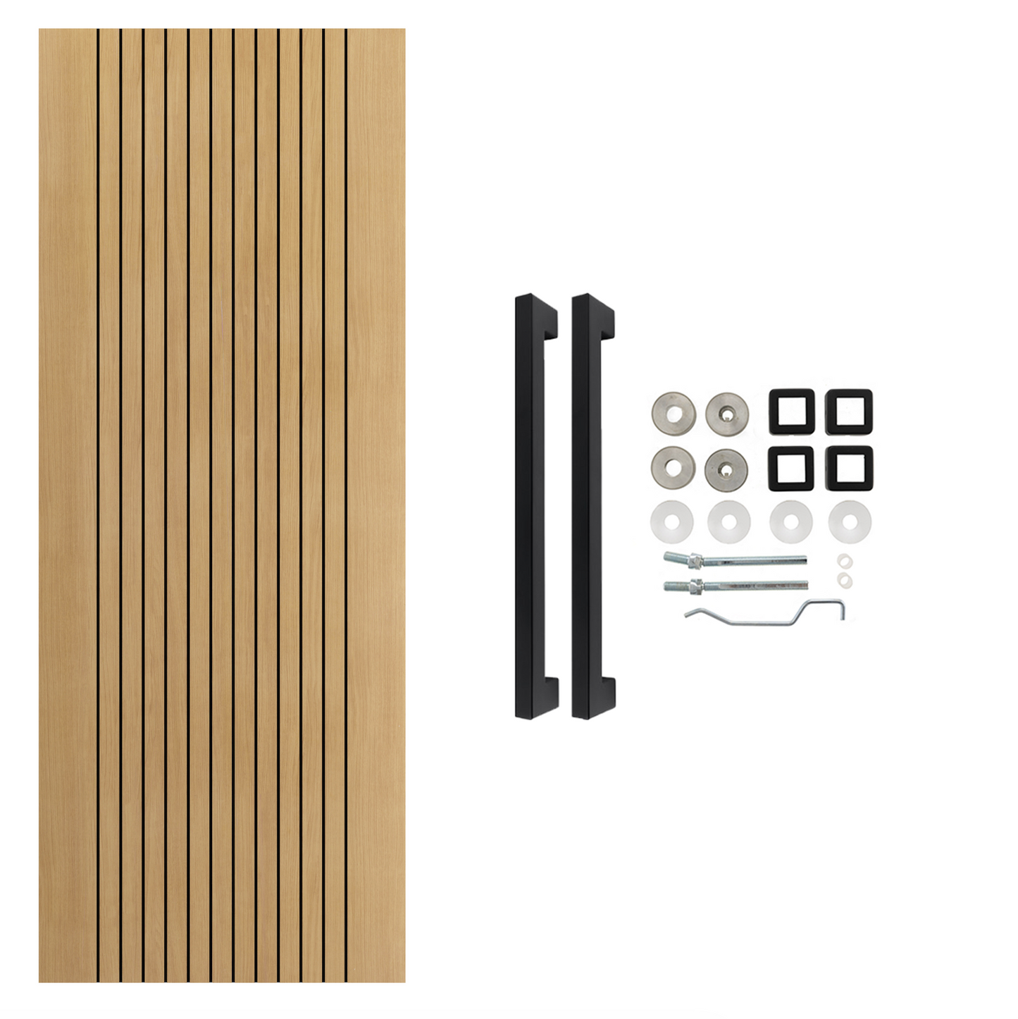 Aria Oak Laminate Fully Finished Fluted Internal FD30 Fire Rated Door with Pull Handle Pack