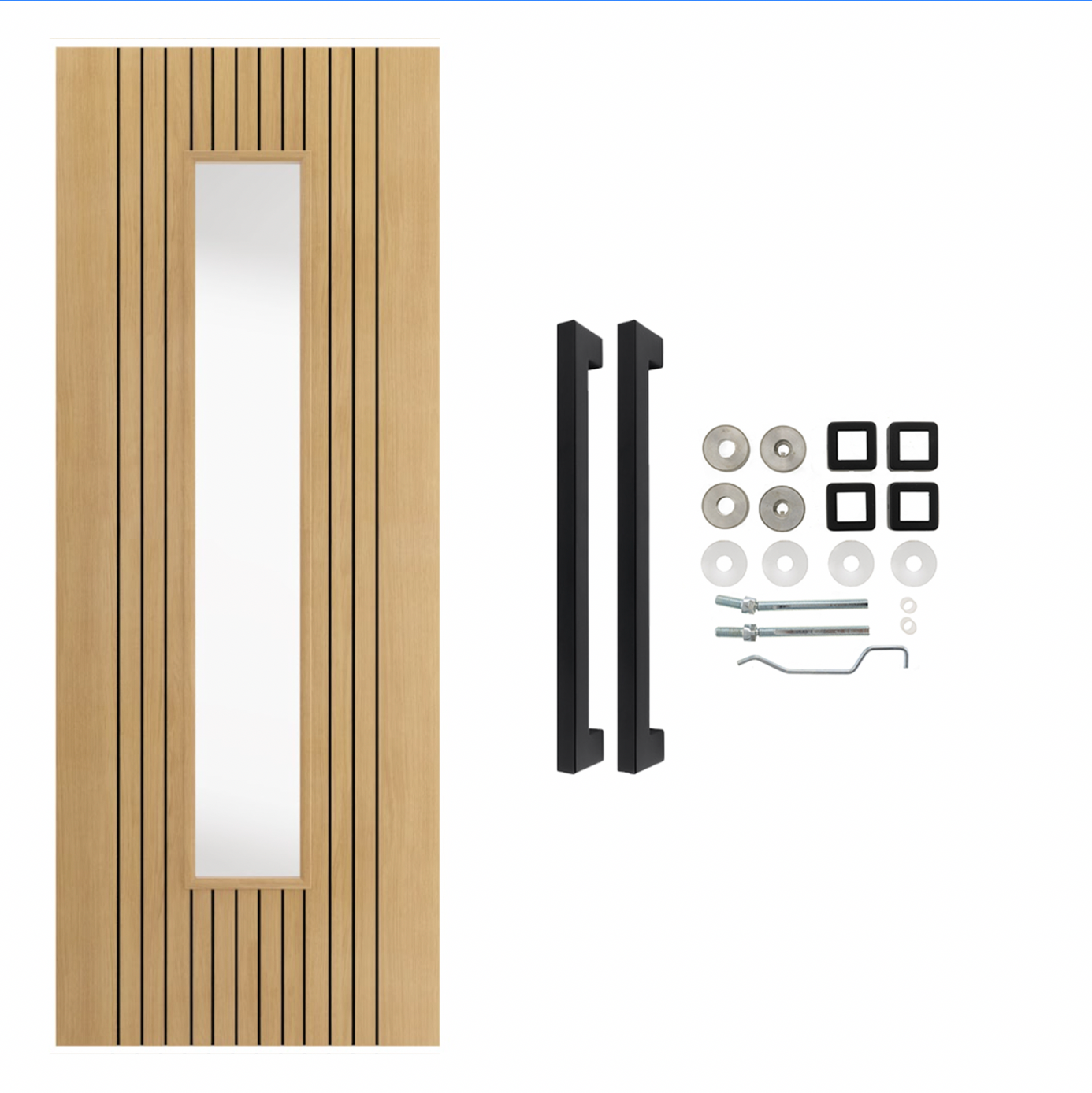 Aria Oak Laminate Fully Finished Glazed Internal Door with Pull Handle Pack