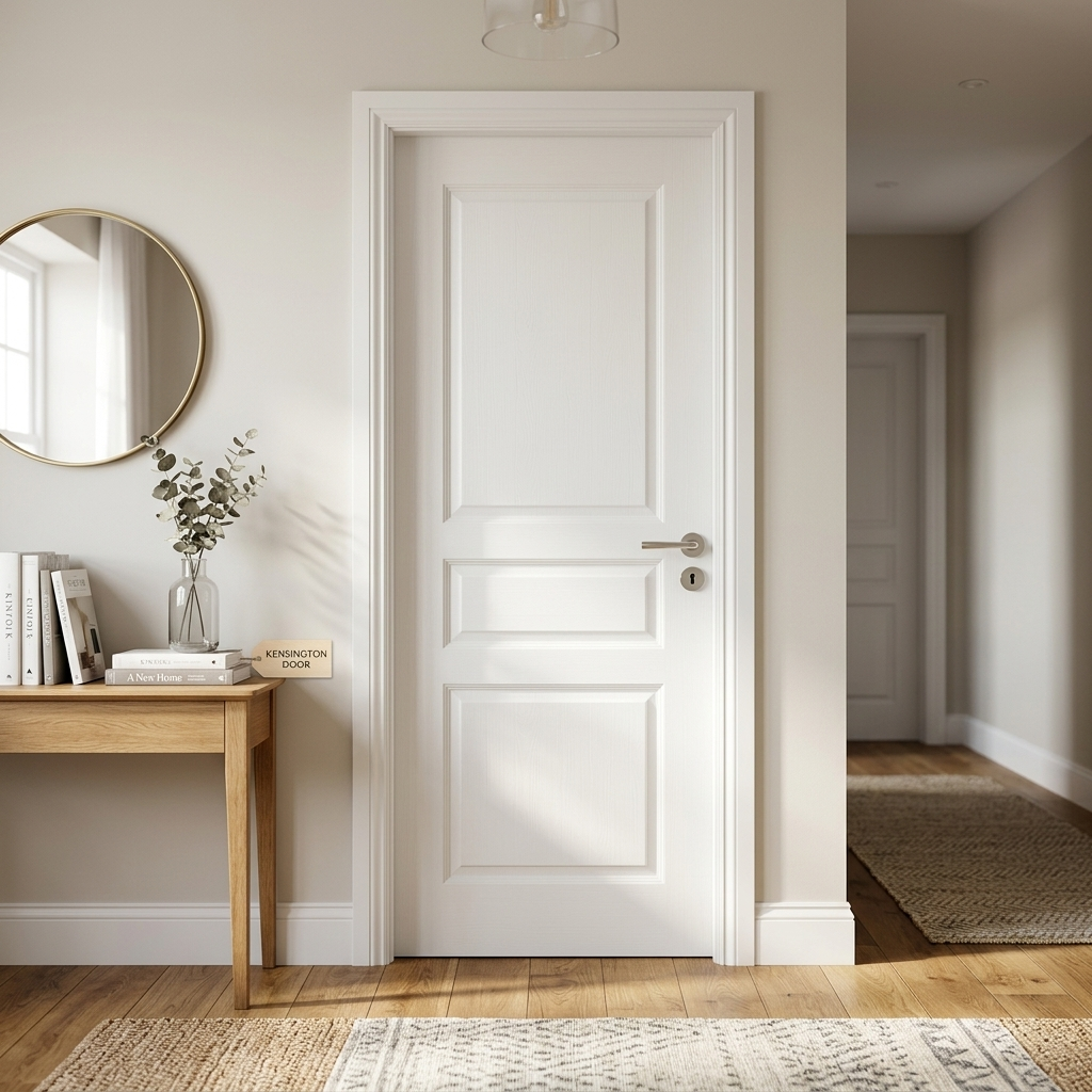 White 3 Panel Textured Hollow Core Internal Door