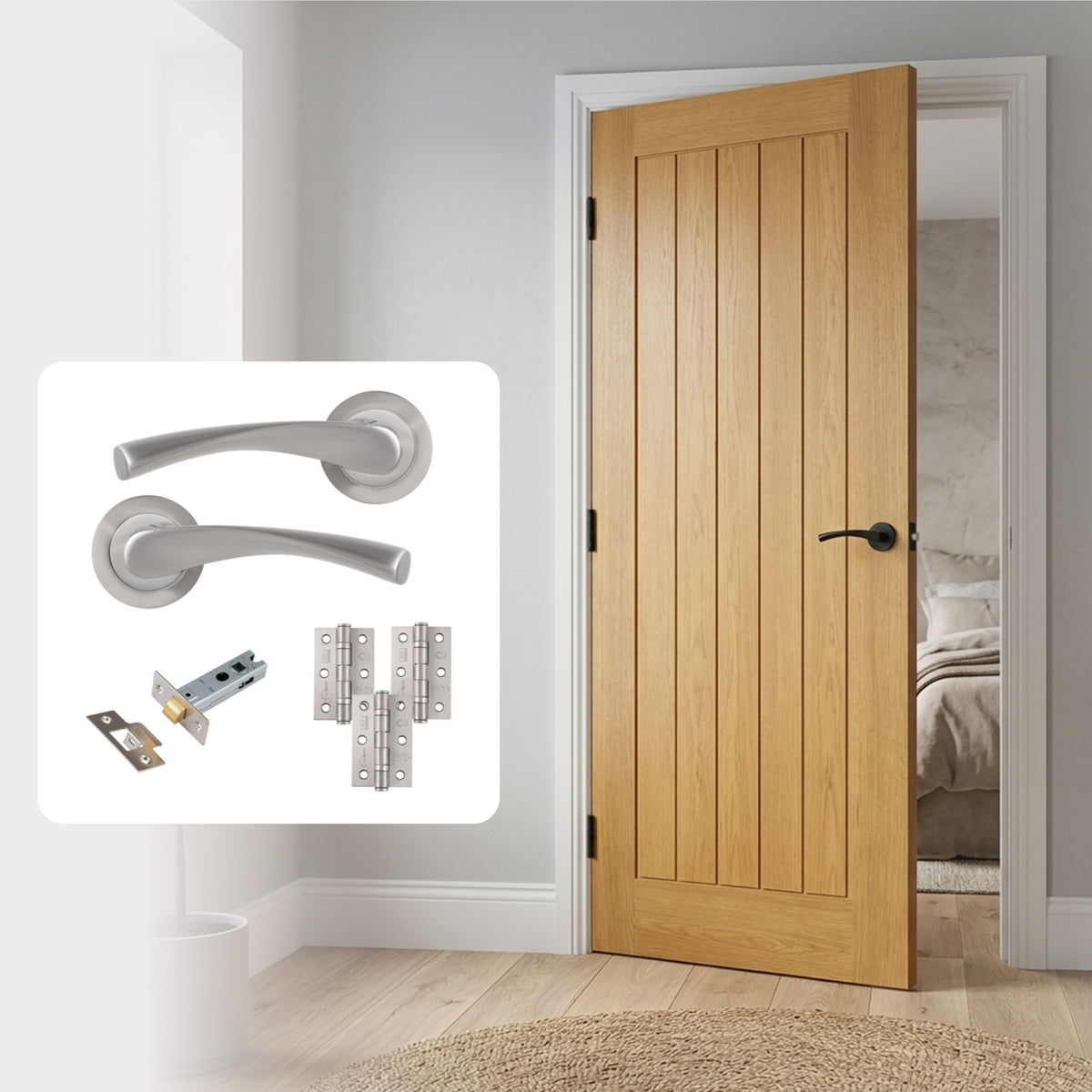 LIMITED STOCK Pre-Finished Tuscany Internal Door with Handle Pack Bundle