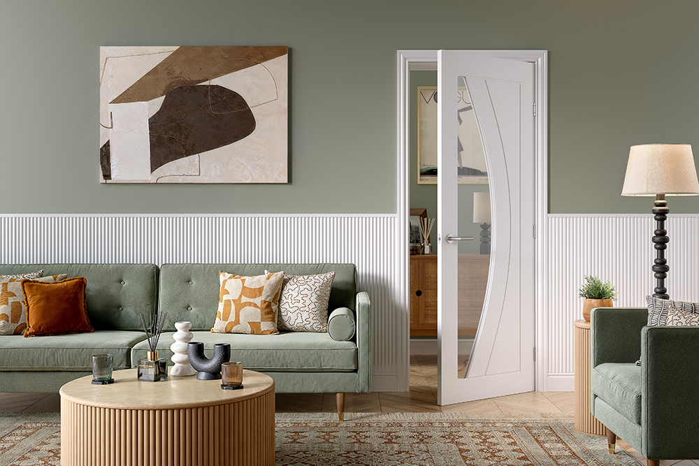 White Girona Clear Glazed Internal Door