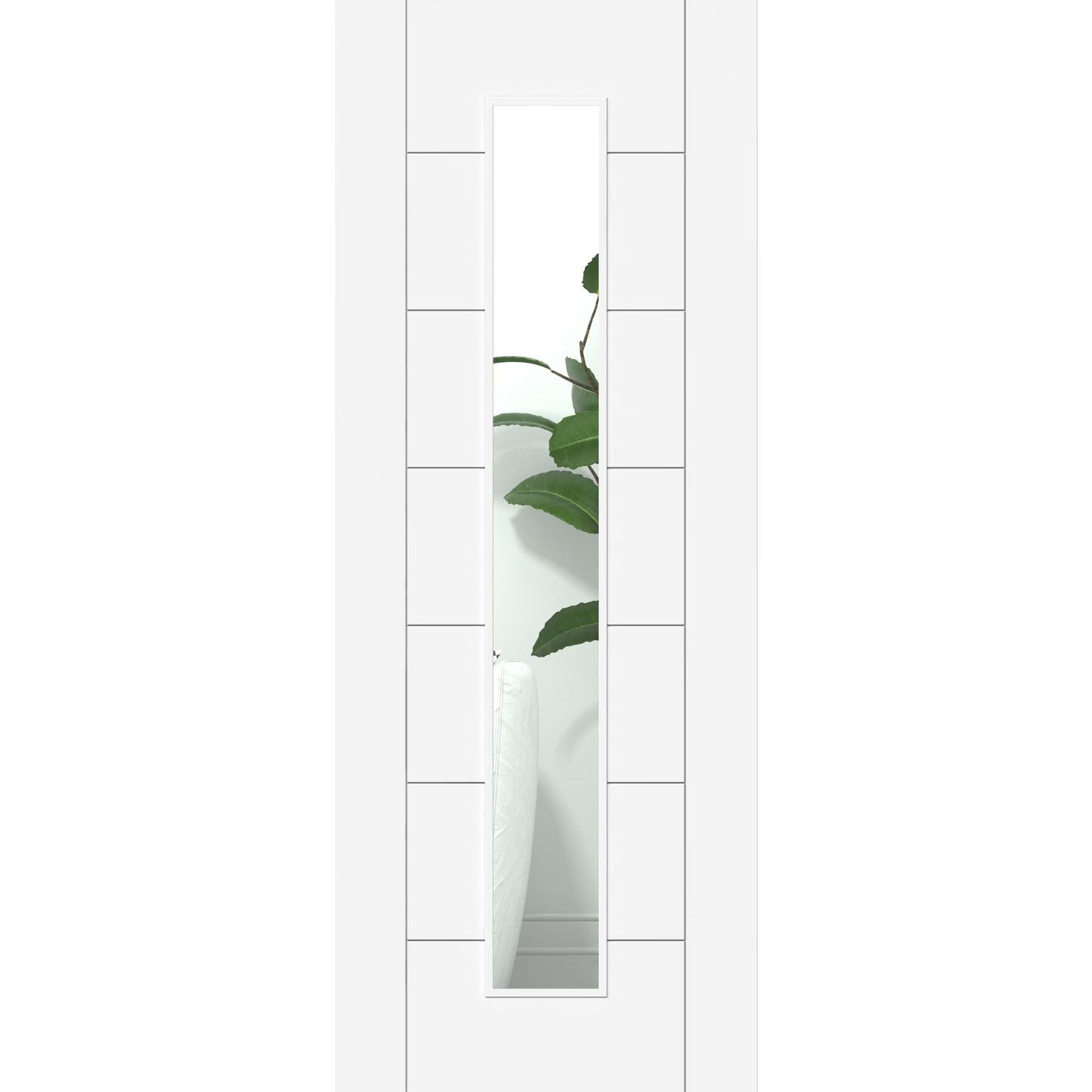 Fully Finished White 7 Panel Clear Glazed Internal Door