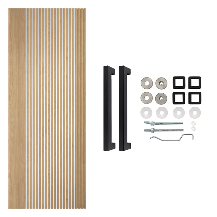 Fully Finished Oak Melbourne Clear Glazed Internal Door with Handle Pack