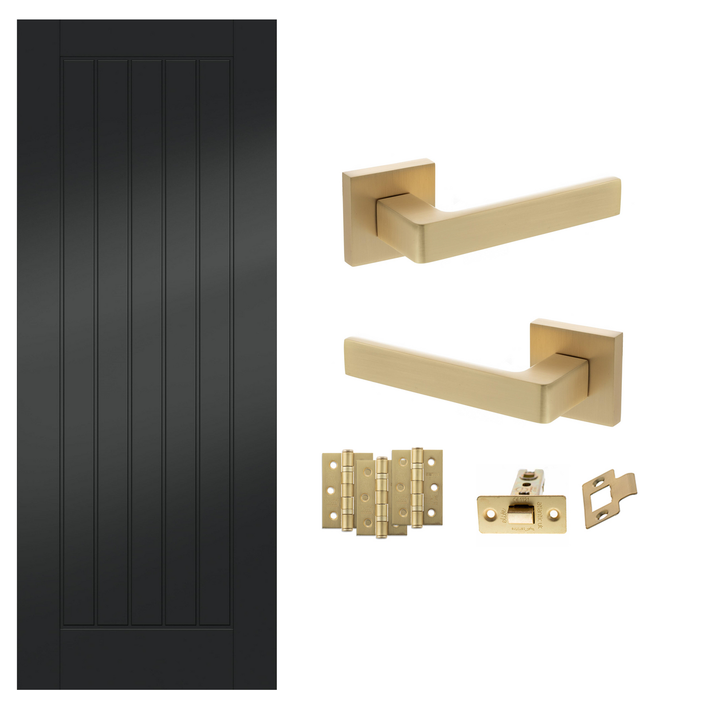 Smooth Black Fully Finished FD30 Fire Rated Suffolk Cottage Internal Door with Handle Pack