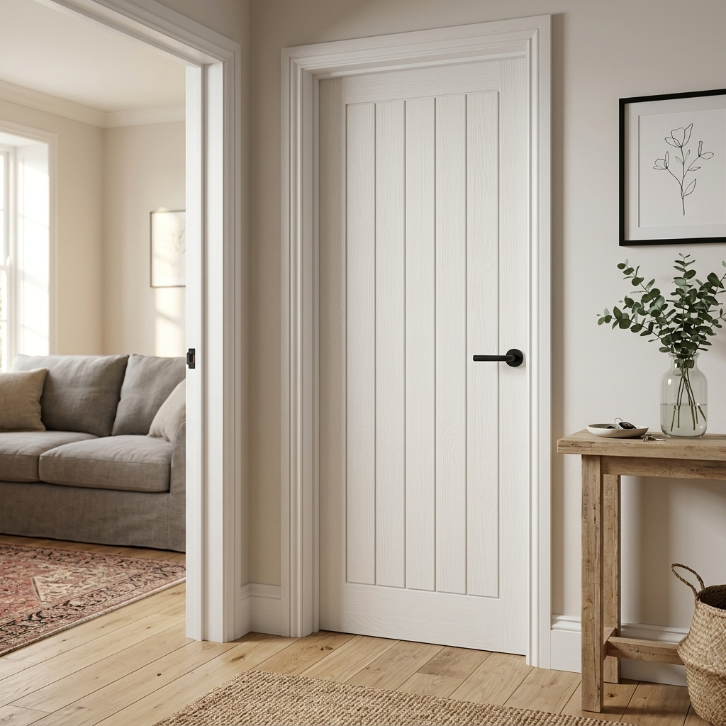 White Primed Textured Mexicano FD30 Fire Rated Internal Door