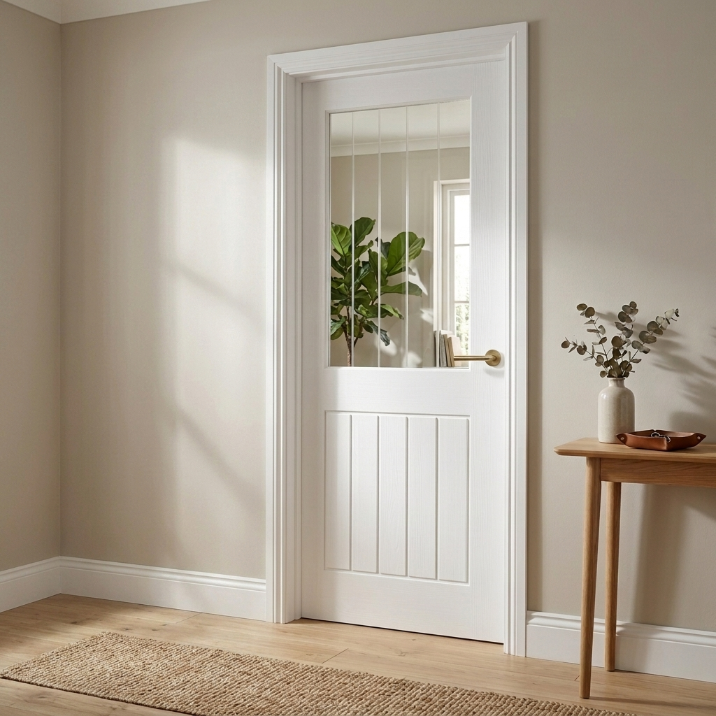 White Primed Hollow Core Textured Mexicano Glazed Internal Door