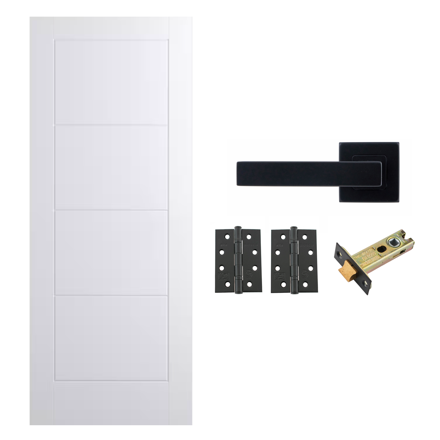 White Smooth Ladder Hollow Core 4P Internal Door with Handle Pack