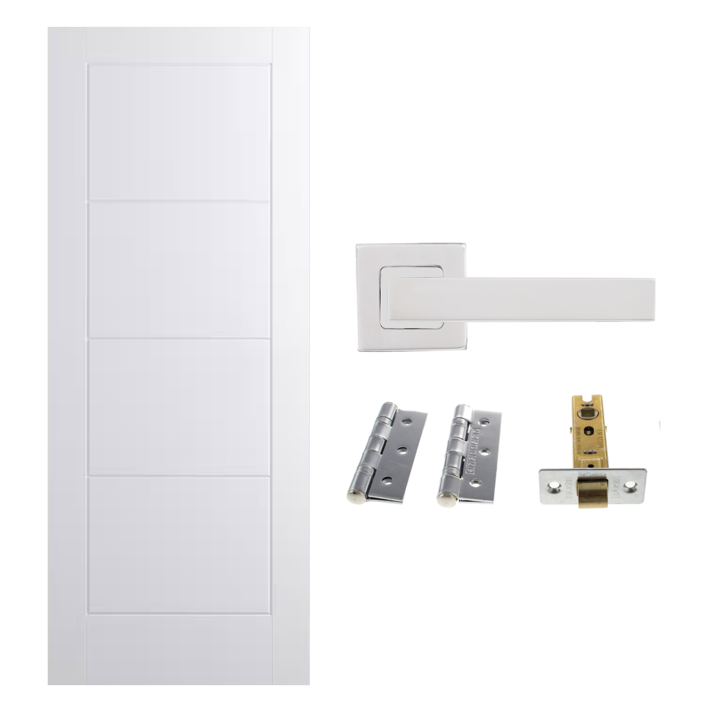White Smooth Ladder Hollow Core 4P Internal Door with Handle Pack