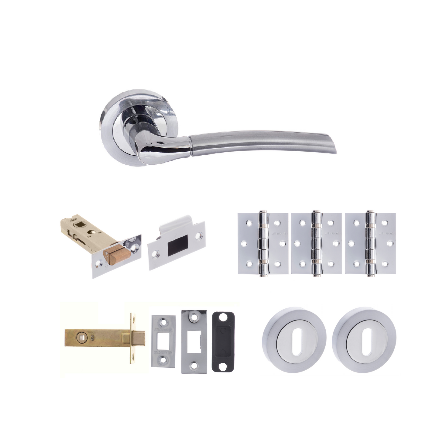 ATLANTIC Eco Swell Handle Pack on Round Rose - Satin Chrome / Polished Chrome