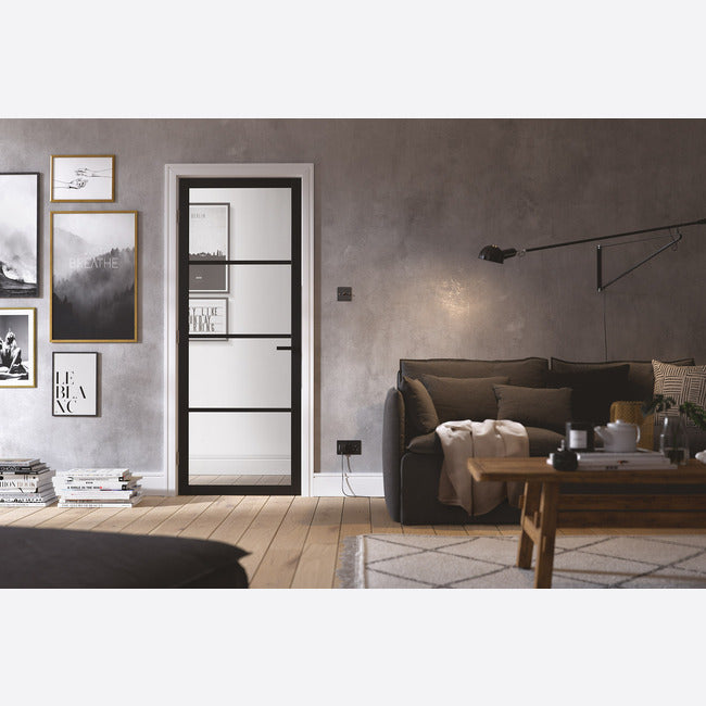 Black Industrial Glazed 4L Internal Door