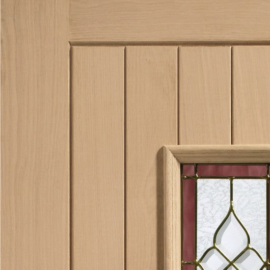 External Oak M&T Triple Glazed Chancery Onyx with Brass Caming