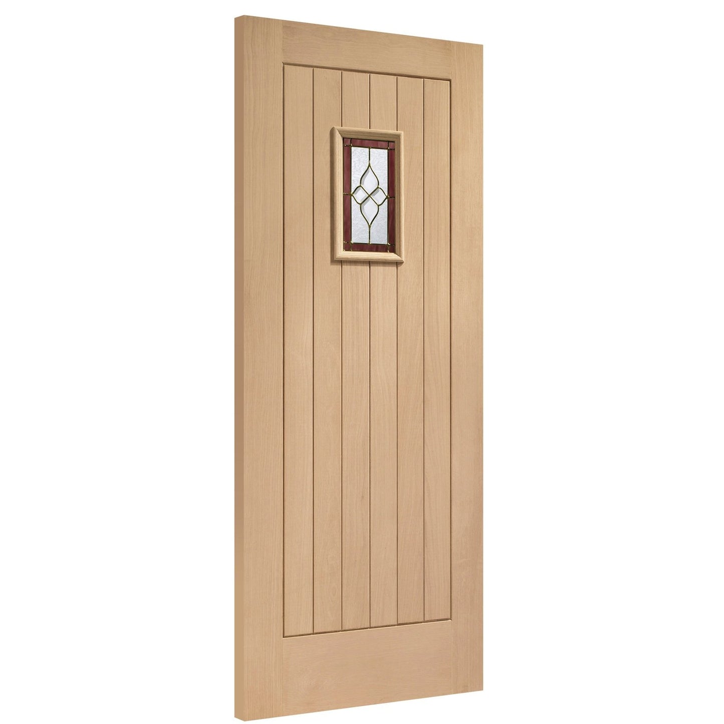 External Oak M&T Triple Glazed Chancery Onyx with Brass Caming