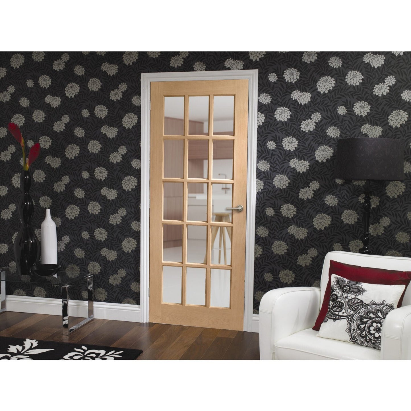 Internal Oak SA77 with Clear Bevelled Glass