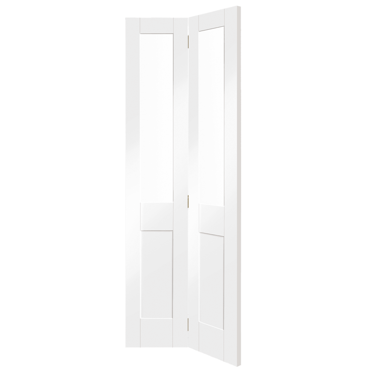 Internal White Primed Malton Shaker Bi-Fold with Clear Glass