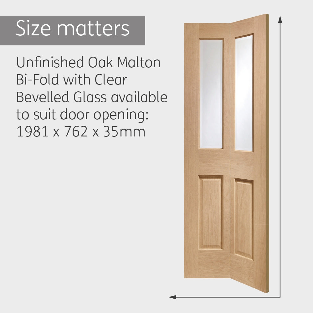 Internal Oak Malton Bi-Fold with Clear Bevelled Glass