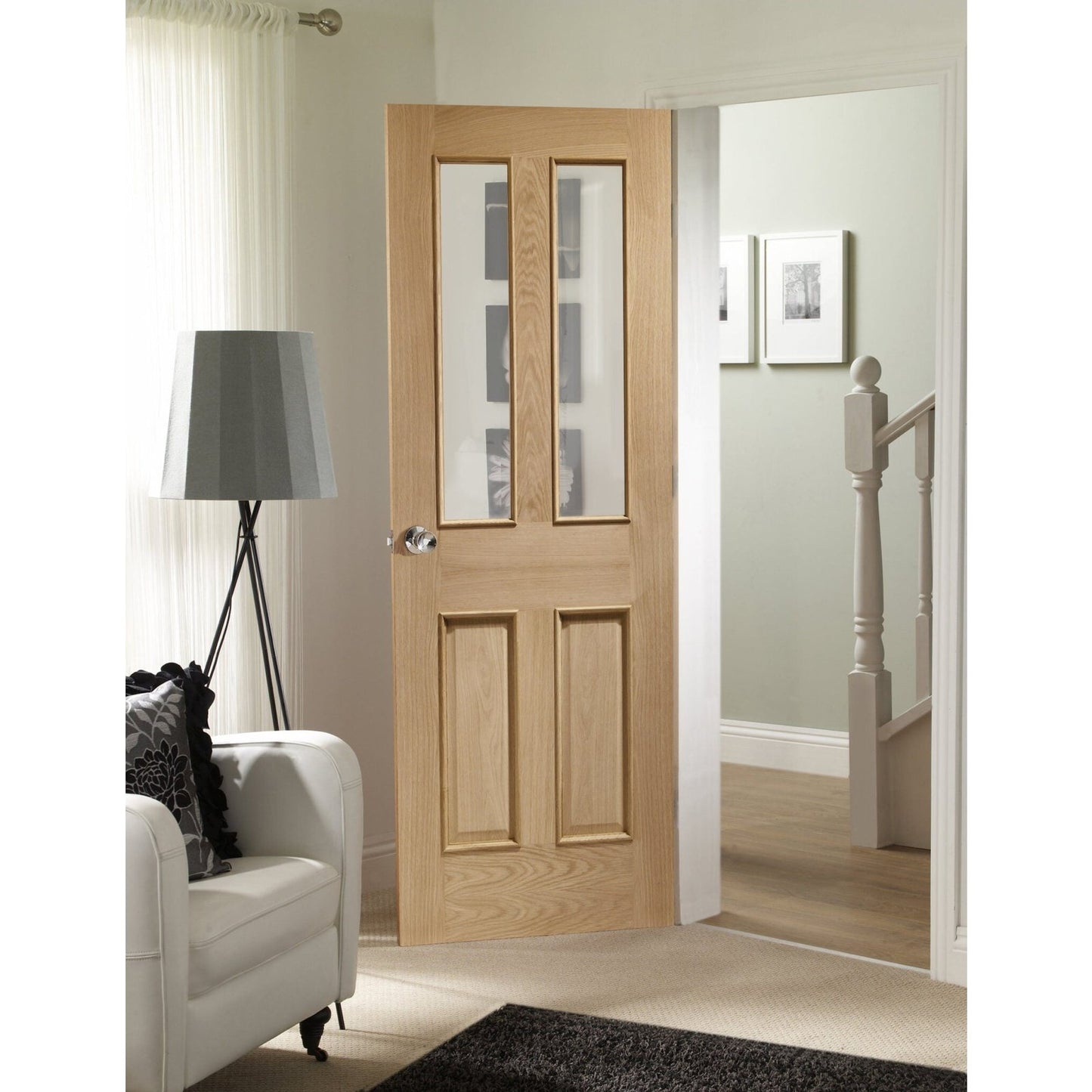 Internal Oak Malton with Clear Bevelled Glass and Raised Mouldings