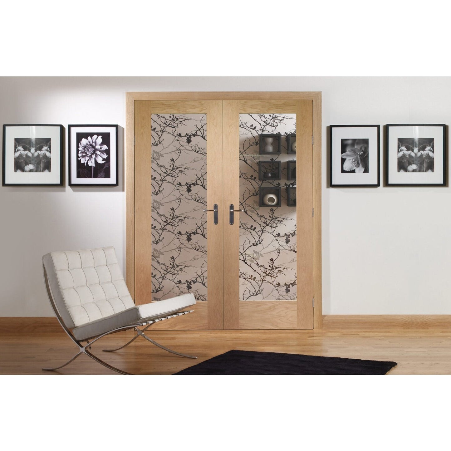 Internal Oak Suffolk Pattern 10 Pair with Clear Etched Glass