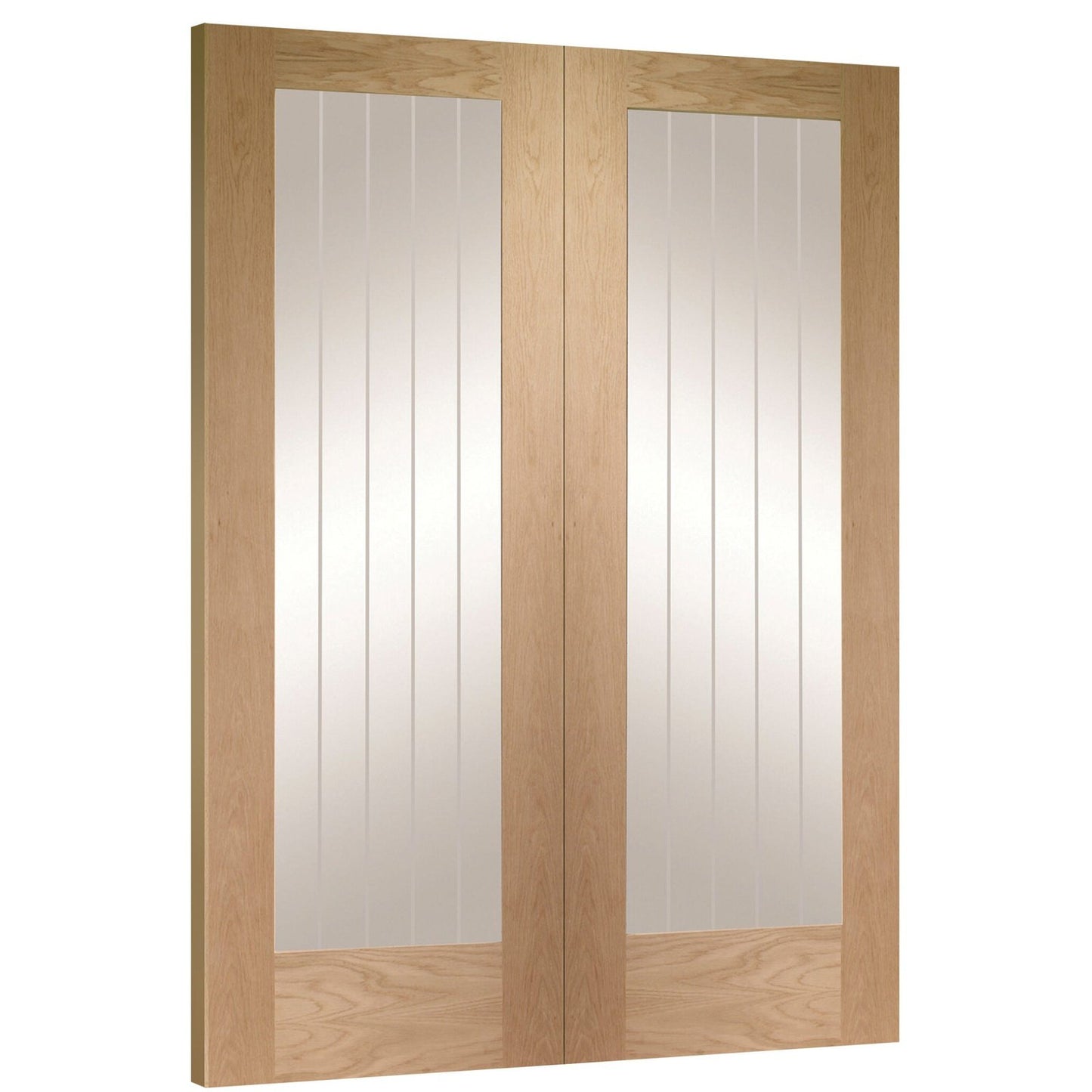 Internal Oak Suffolk Pattern 10 Pair with Clear Etched Glass