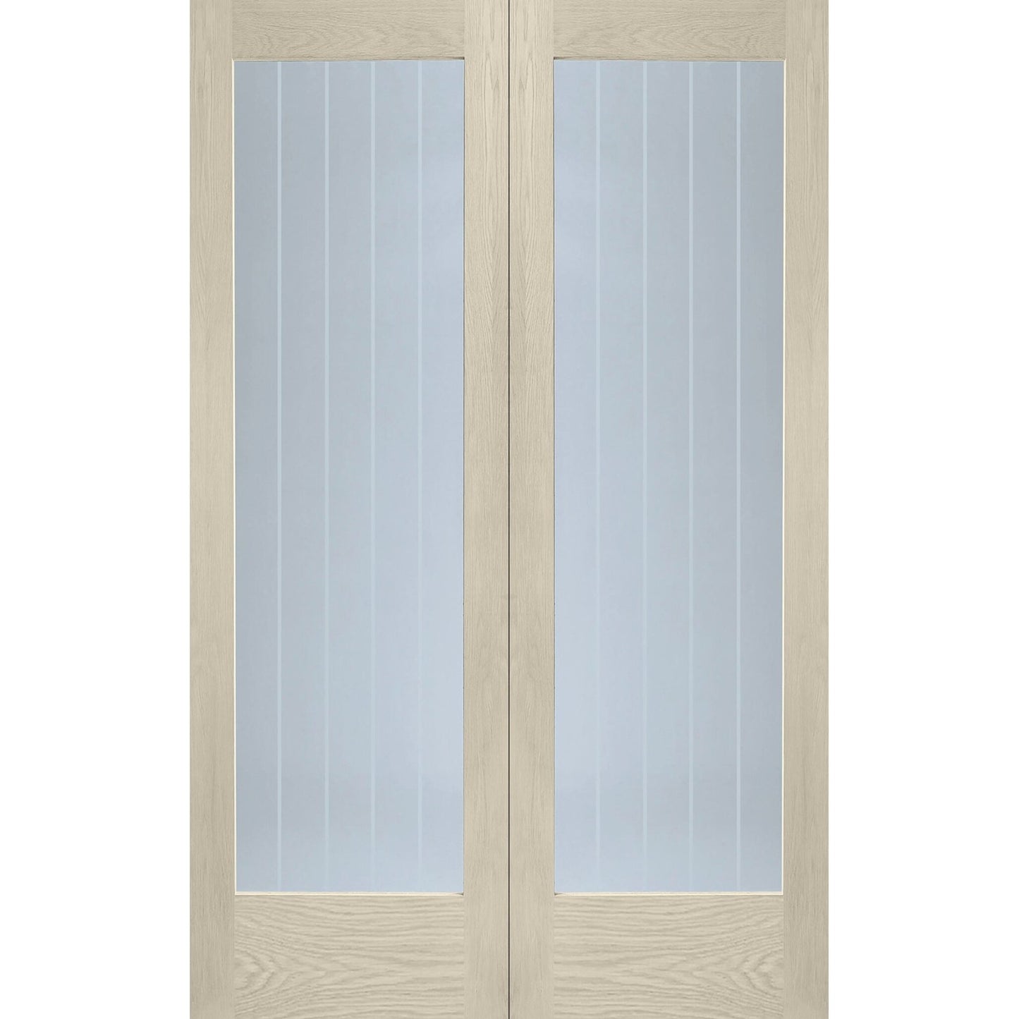 Internal Oak Suffolk Pattern 10 Pair with Clear Etched Glass