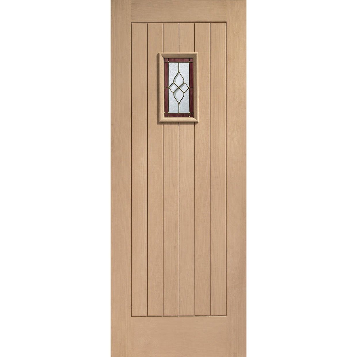 External Oak M&T Triple Glazed Chancery Onyx with Brass Caming
