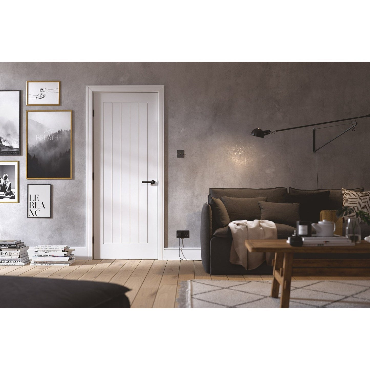 White Primed Cottage Mexicano Style FD30 Fire Rated Internal Door