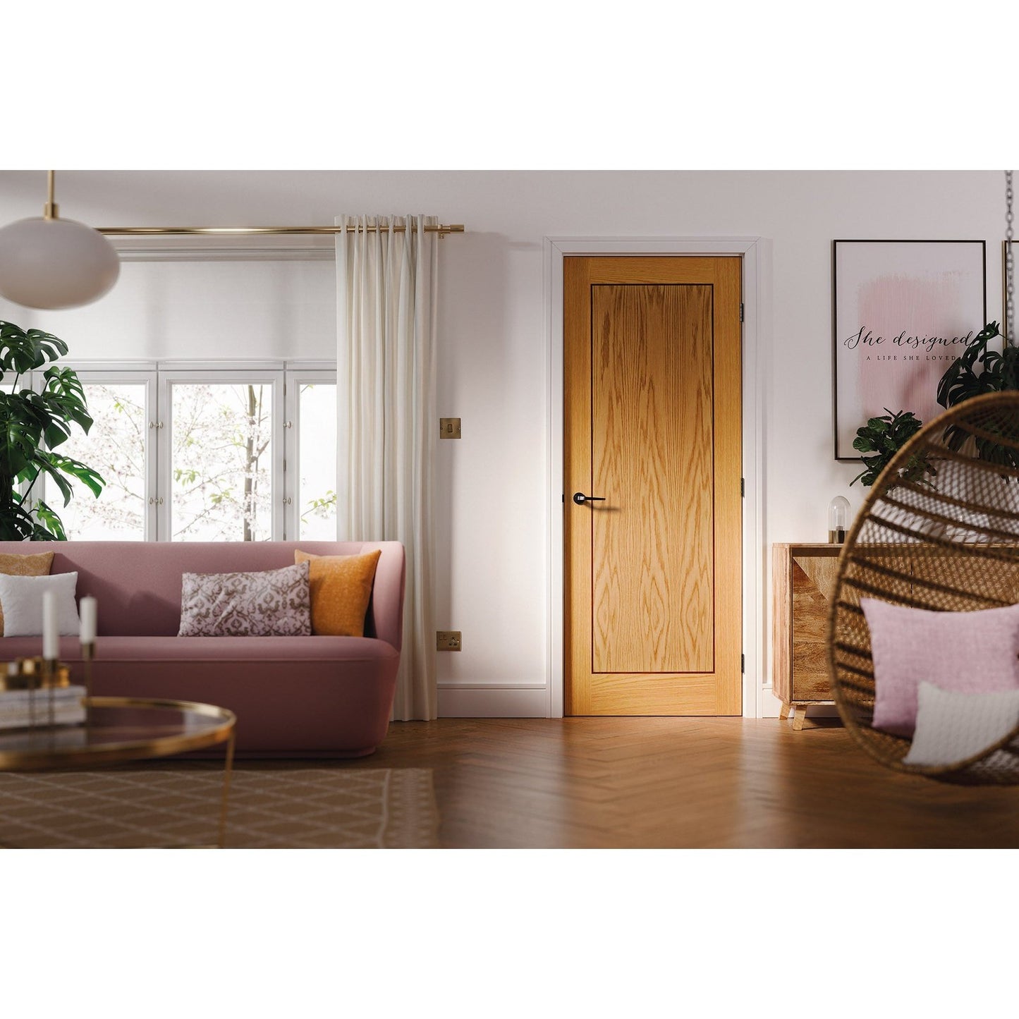 Oak Inlay 1P FD30 Fire Rated Internal Door
