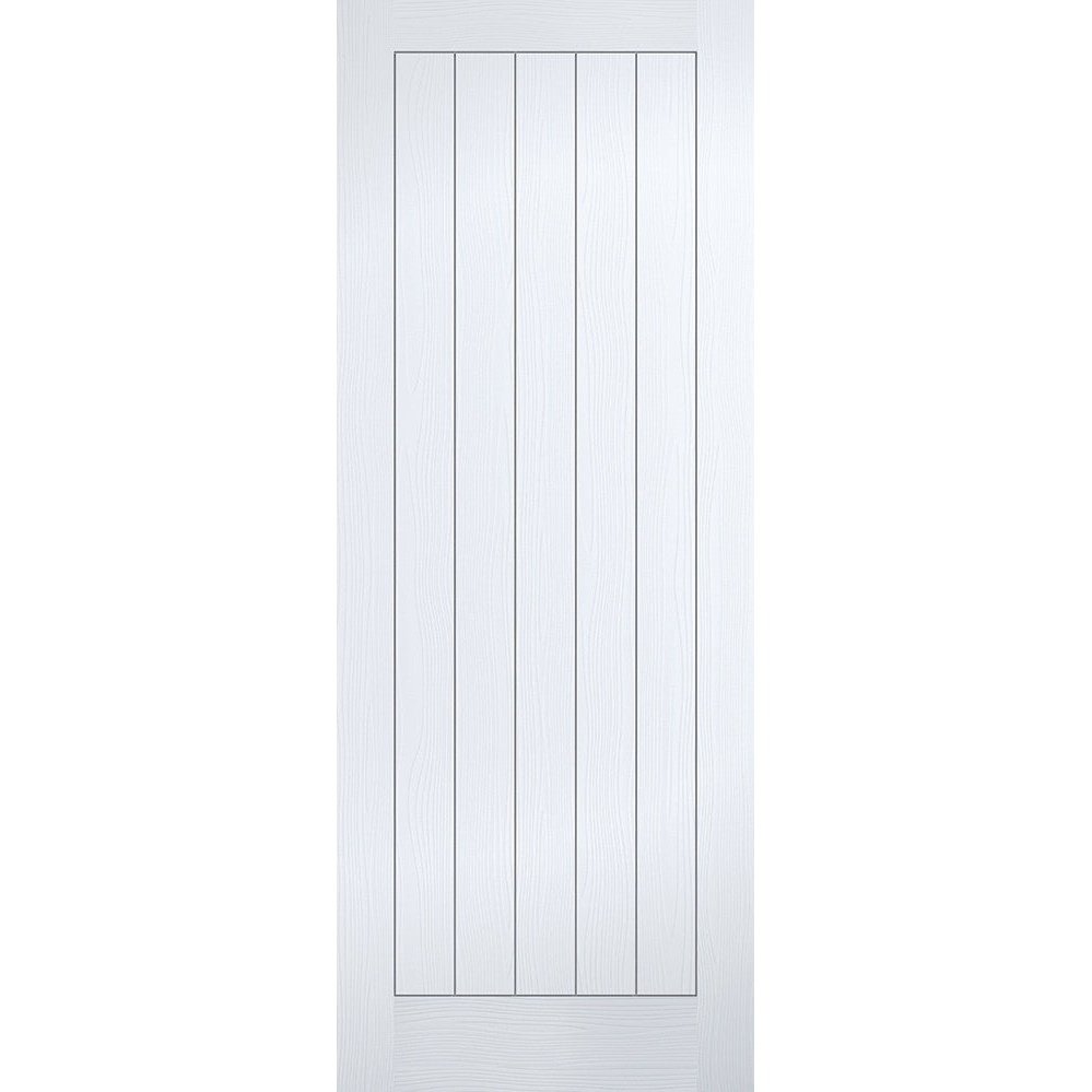 White Moulded Textured Vertical 5P Fire Door