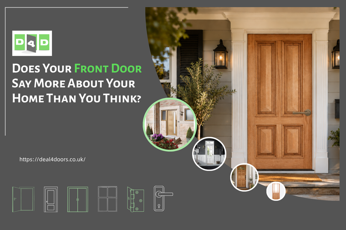  Deal4Doors banner featuring a modern front door, multiple door styles, and the headline, "Does Your Front Door Say More About Your Home Than You Think?"