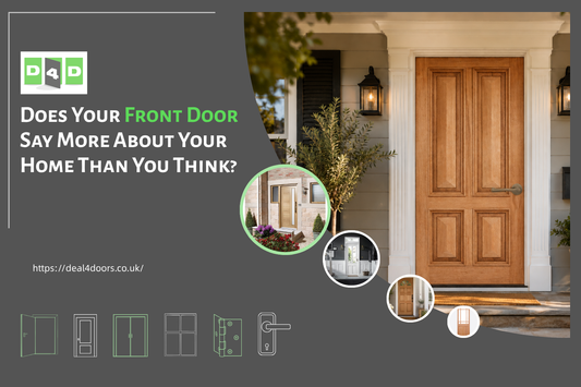  Deal4Doors banner featuring a modern front door, multiple door styles, and the headline, "Does Your Front Door Say More About Your Home Than You Think?"