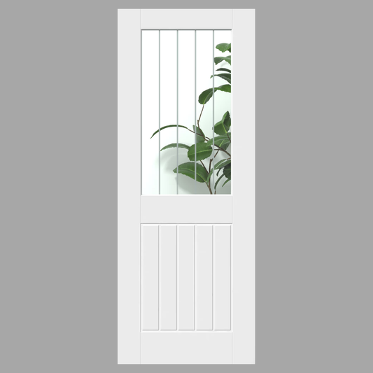 Suffolk White Cottage Hollow Core Smooth Moulded Glazed Internal Door