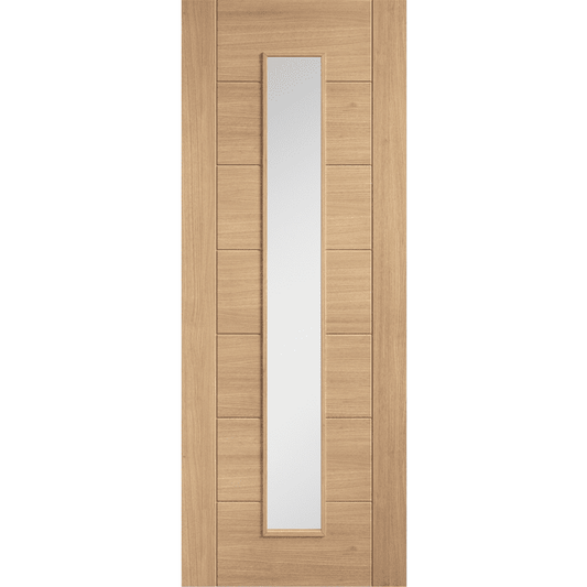 Oak Carini Unfinished Glazed Long Light Internal Door