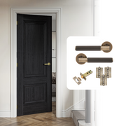 Fully Finished Black Laminate Burghley Internal Door with Handle Pack