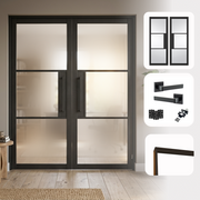 Industrial Style 3L Frosted Glazed Internal Door Pair Set