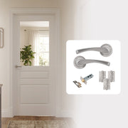 Fully Finished White Laminate 2 Panel 1 Light Clear Glazed Internal Door with Handle Pack