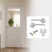 Fully Finished White Laminate 2 Panel 1 Light Clear Glazed Internal Door with Handle Pack
