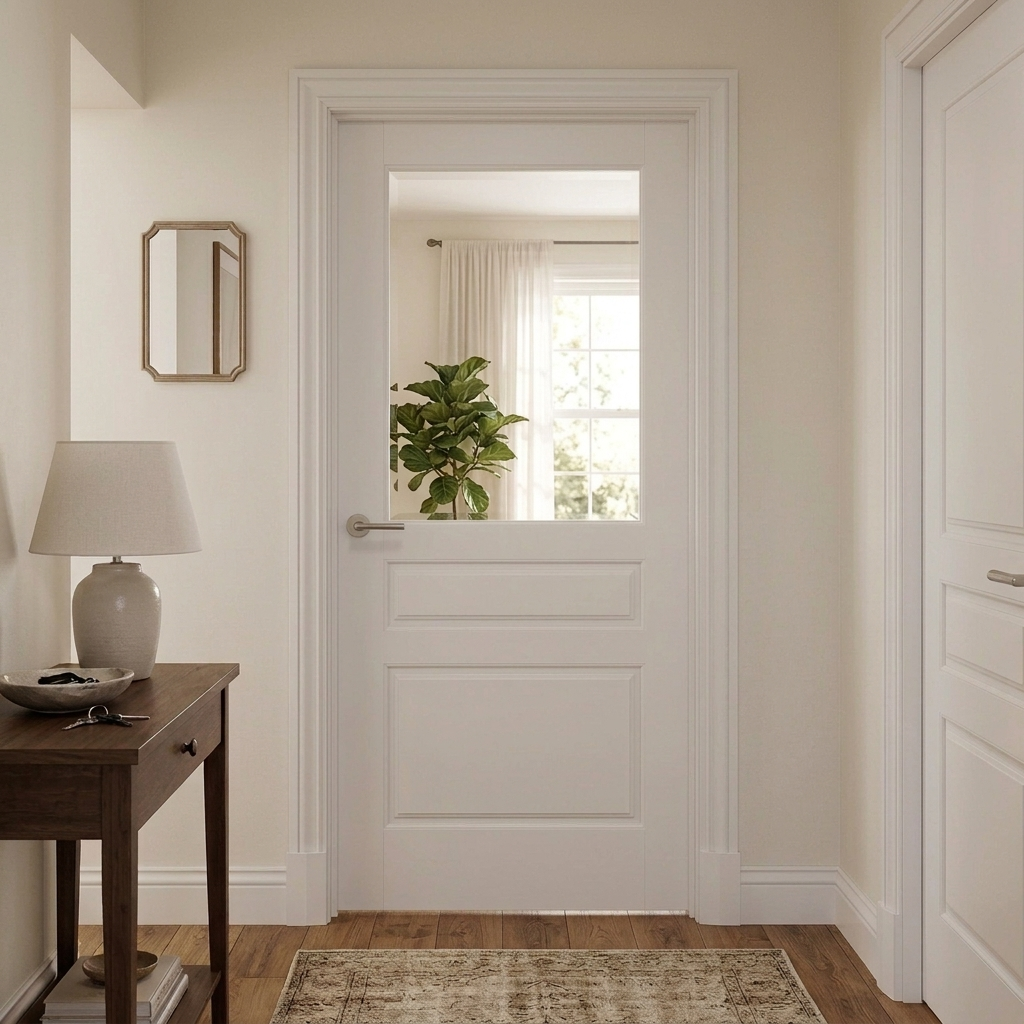 Fully Finished White Laminate 2 Panel 1 Light Clear Glazed Internal Door