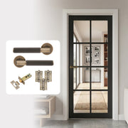 Urban 8L Fully Finished Clear Glazed Industrial Style Internal Door with Handle Pack