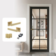 Urban 8L Fully Finished Clear Glazed Industrial Style Internal Door with Handle Pack