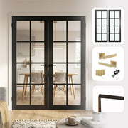 Industrial Style 8L Urban Black Clear Glazed Internal Door Pair Set