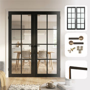 Industrial Style 8L Urban Black Clear Glazed Internal Door Pair Set