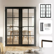 Industrial Style 8L Urban Black Clear Glazed Internal Door Pair Set