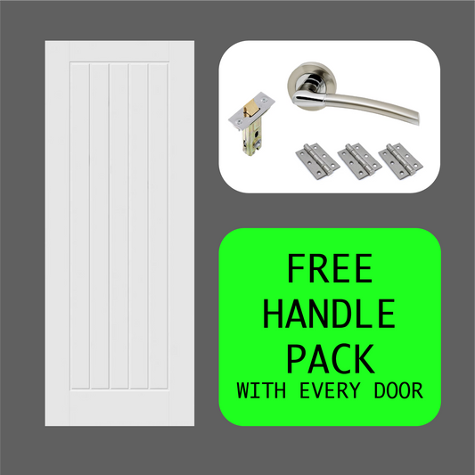 CLEARANCE 78"x30"x35mm Suffolk White Moulded Internal Door *FREE HANDLE PACK*