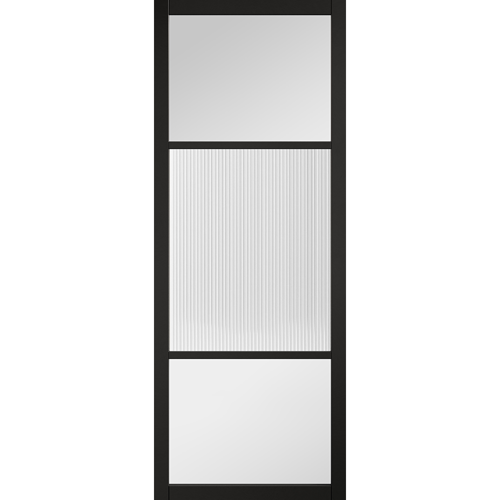 Black Sutton Reeded Glazed Internal Door